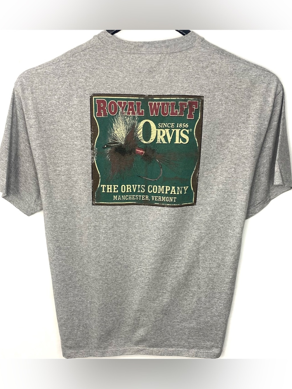 Vintage Orvis Mens Gray Fly Fishing Graphic T Shirt Made In USA DeadStock XL